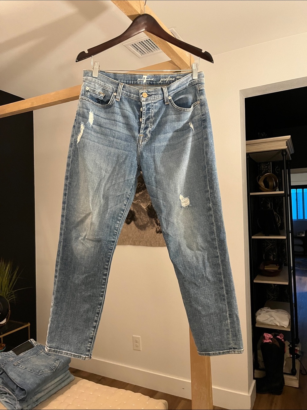 7 for all man kind Blue Distressed Jeans